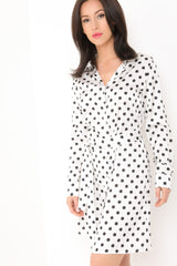 Polka Dot Satin Shirt Dress