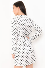 Polka Dot Satin Shirt Dress