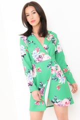 Blumendruck Longline Blazer -Kleid