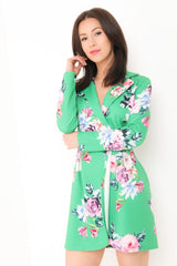 Blumendruck Longline Blazer -Kleid