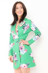 Blumendruck Longline Blazer -Kleid