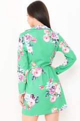 Blumendruck Longline Blazer -Kleid