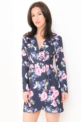 Blumendruck Longline Blazer -Kleid