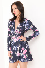 Blumendruck Longline Blazer -Kleid