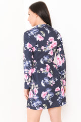 Blumendruck Longline Blazer -Kleid