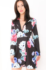 Blumendruck Longline Blazer -Kleid