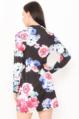 Blumendruck Longline Blazer -Kleid