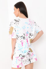 Laser Cut Paint Splatter T-Shirt Dress