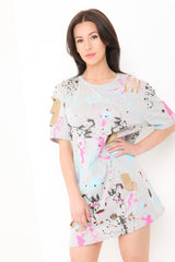 Laser Cut Paint Splatter T-Shirt Dress