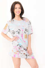 Laser Cut Paint Splatter T-Shirt Dress