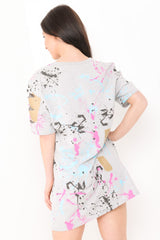 Laser Cut Paint Splatter T-Shirt Dress