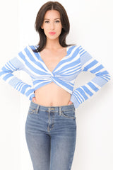 Twist Front Striped Crop Top