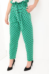 Polka Dot Paper Bag Tie Waist Trousers