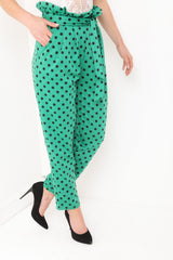 Polka Dot Paper Bag Tie Waist Trousers