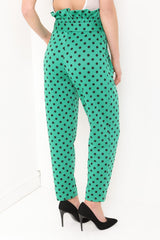 Polka Dot Paper Bag Tie Waist Trousers