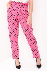 Polka Dot Paper Bag Tie Waist Trousers