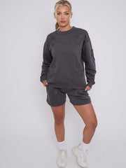 Crucifix Sweined Sweinshirt & Shorts Fleece Coord