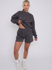 Crucifix Sweined Sweinshirt & Shorts Fleece Coord