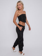 Frachtstil Bandeau Crop Top & Hosenschale Co-ordte