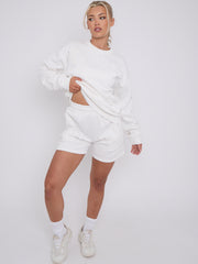 Crucifix Sweined Sweinshirt & Shorts Fleece Coord