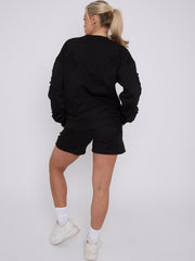 Crucifix Sweined Sweinshirt & Shorts Fleece Coord