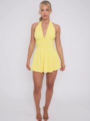 Slinky Halter Neck Frill Mini Dress