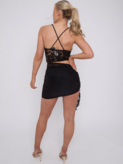 Lace Detail Slinky Crop Top & Mini Skirt Co-ord