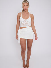 Lace Detail Slinky Crop Top & Mini Skirt Co-ord