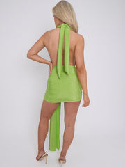 Lurex Halfter Cowl Hals geraumeltes Kleid mit drapierten Details