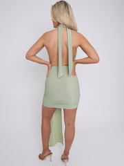 Lurex Halfter Cowl Hals geraumeltes Kleid mit drapierten Details