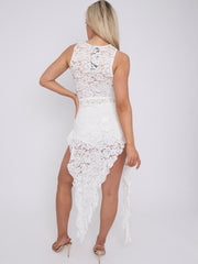 Lace Detail Asymmetric Bodycon Dress