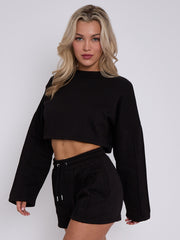 Seam Detail Oversized Crop Top & Shorts Fleece Co-ord