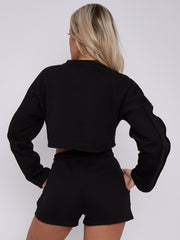 Seam Detail Oversized Crop Top & Shorts Fleece Co-ord