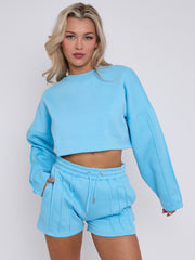 Seam Detail Oversized Crop Top & Shorts Fleece Co-ord