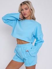 Seam Detail Oversized Crop Top & Shorts Fleece Co-ord
