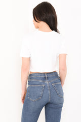 Floral L'AMOUR Slogan Glitter Crop Top