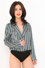 Striped Satin Bodysuit