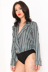 Striped Satin Bodysuit