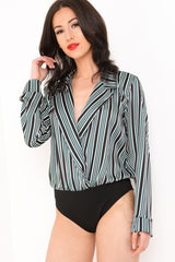 Striped Satin Bodysuit