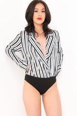 Striped Satin Bodysuit