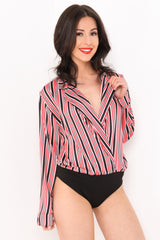 Striped Satin Bodysuit