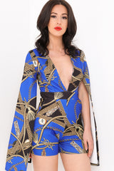 Rope Print Split Sleeve Romper