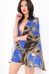 Rope Print Split Sleeve Romper