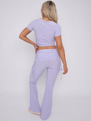 Ruched Crop Top & Fold Over Flared Trouser Co-ord