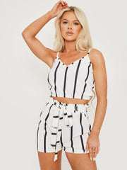 Striped Cami Crop Top & Belted shorts coöperatie