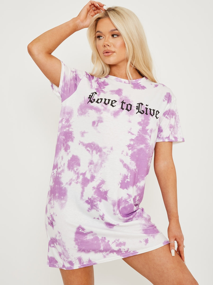 Wholesale Love To Live Tie Dye T-shirt Dress Stylewise Direct Wholesale Love To Live Tie Dye T-shirt Dress Stylewise Direct