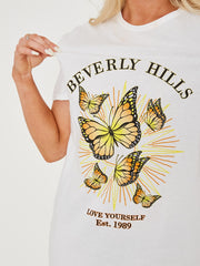 Beverly Hills Butterfly Graphic Print T-shirt Dress