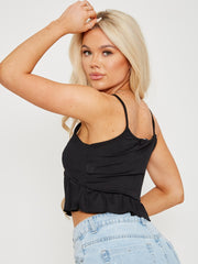 Ribbed Frill Cami Crop Top