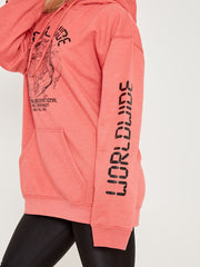 Wereldwijde grafische gedrukte fleeced hoodie