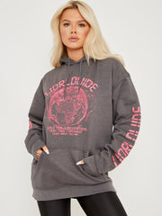 Wereldwijde grafische gedrukte fleeced hoodie